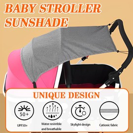 Deluxe Universal Awning with UV Protection 50+ for Prams / Baby Carrycot - Tear-Resistant Baby Sun Protection with Coating and Roller Blind Function - Melange Grey
