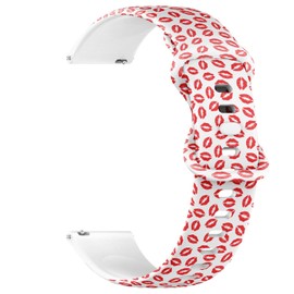 THAZEE 20mm Quick Release Soft Sillicone Sports Watch Band (Red Lipstick Kiss) Replacement Rubber Strap Bracelet for Women, Men