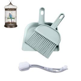 DWJSYXEI Birdcage Cleaner Set, Mini Dustpan and Brush Set, Animal Droppings Cleaning Tool for Guinea Pigs, Hamsters, Chinchillas, Rabbits, Reptiles, Hedgehogs and Other Small Animals(Gray, Blue)