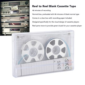 XUMIUZIY Reel to Reel Blank Cassette Tape, Portable Boombox Cassettes, 46 Minutes Recording Time, Normal Bias & Low Noise, Transparent Blank Cassette for Music, Voice Recording (