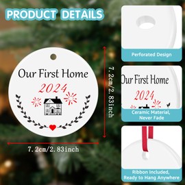 Our First Home 2024 Ceramic Ornaments New Home Gifts for Women Men Housewarming Gifts for New Homeowner New House Ornament First Home Decor Gift for Couples Friends Family