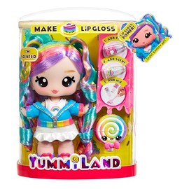 Yummiland Large Doll + Lip Gloss Pet - Skyler Rainbow Belt, with DIY Lip Gloss Kit, Ages 4+