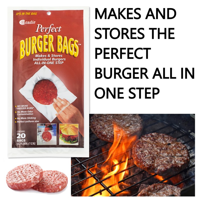 Perfect Burger Bags,Perfect Uniform Size Patties,Makes & Stores Individual Burgers,
