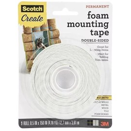 Scotch Foam Mounting Tape 1/2-in x 150-in White 1-Roll