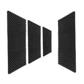【Effective Soundproofing】ZHOJEREL Egg Crate Shaped Soundproof Foam Panels - 48"×24"×2", Noise Reduction & Acoustic Treatment for Studios, Homes, Theaters (4 Pack, Black)