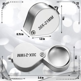 Frienda 3 Pieces Jewelers Eye Loupe Set 10X, 20X and 30X Pocket Jewelry Loupe, Jewelers Eye Magnifying Glass Magnifier for Jewelry Coins Gems Stamps Watches Supplies(Silver,Normal Style)
