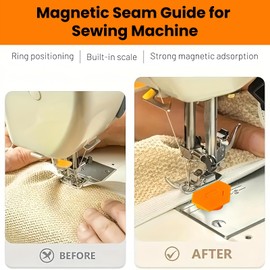 2Pcs Seam Guide for Sewing Machine with Scale,Sewing Rulers and Guides,Multifunctional Polygonal Hemmer Guide,Sewing Machine Seam Guide,Magnetic Seam Sewing Guide,Magnetic Seam Guide(Orange)