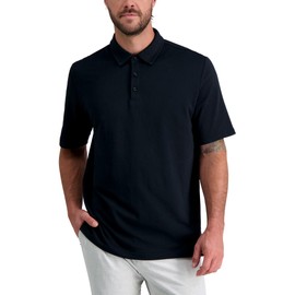 Haggar Men's Short Sleeve Stretch Polo, Black Pique, Large