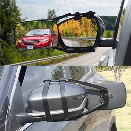 Lifronkit Universal Clip-on Towing Mirrors Extended Mirrors for Towing 360 Degree Rotation Adjustable Towing Mirror, Black, 2 Pieces