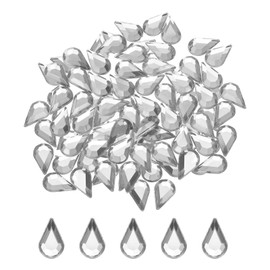 MECCANIXITY 100PCS Flat Back Acrylic Teardrop Gems 6x10mm Artificial Rhinestones for DIY Crafts Bead Wedding Party Face Painting Jewelry Making White