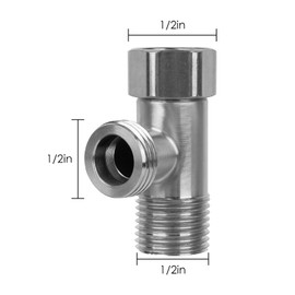 2Pack Solid Brass G1/2" 3 Way Diverter Valve - Hose Fitting Tee, 3 Way Shower Diverter, T Shape Adapter Connector for Angle Valve Hose, Bath Shower Arm, Toilet Bidet Sprayer Faucet