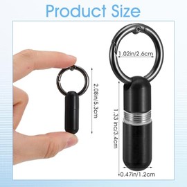 Ptwola Mini Metal Pill Box with Keyring, Waterproof, Portable Pill Box, Travel Pill Organiser for Outdoor, Camping (Black)