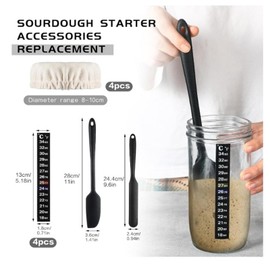 Sourdough Starter Thermometer Strip, Efficient Cloth Covers Temperature Indicator Strips and Dough Scrapers for Sourdough Starter Kit
