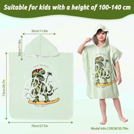 MOKANI Hooded Towels for Kids, Quick Dry Microfibre Bath Swim Beach Towels Changing Robe, Girls Boys Warm Wrap Towelling Poncho Bathroom for Swimming Pool Travel (Kid's Height: 100-140CM)