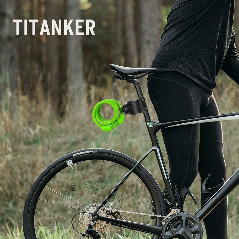 Titanker Bike Lock, 4 Feet Security Resettable Combination Coiling Bike