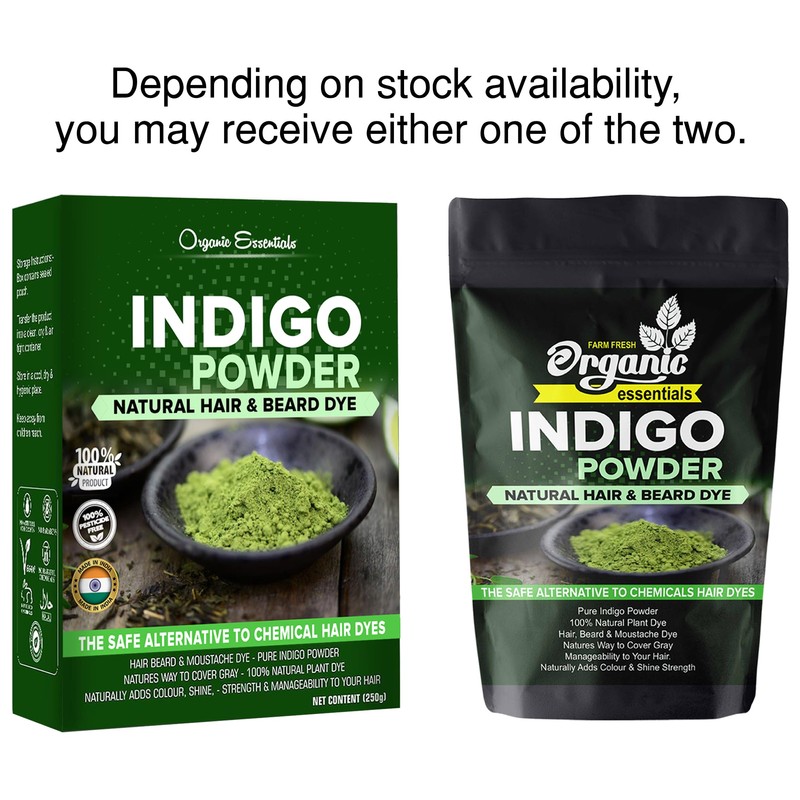 Organic Essentials Indigo Powder For Hair & Beard Dye -