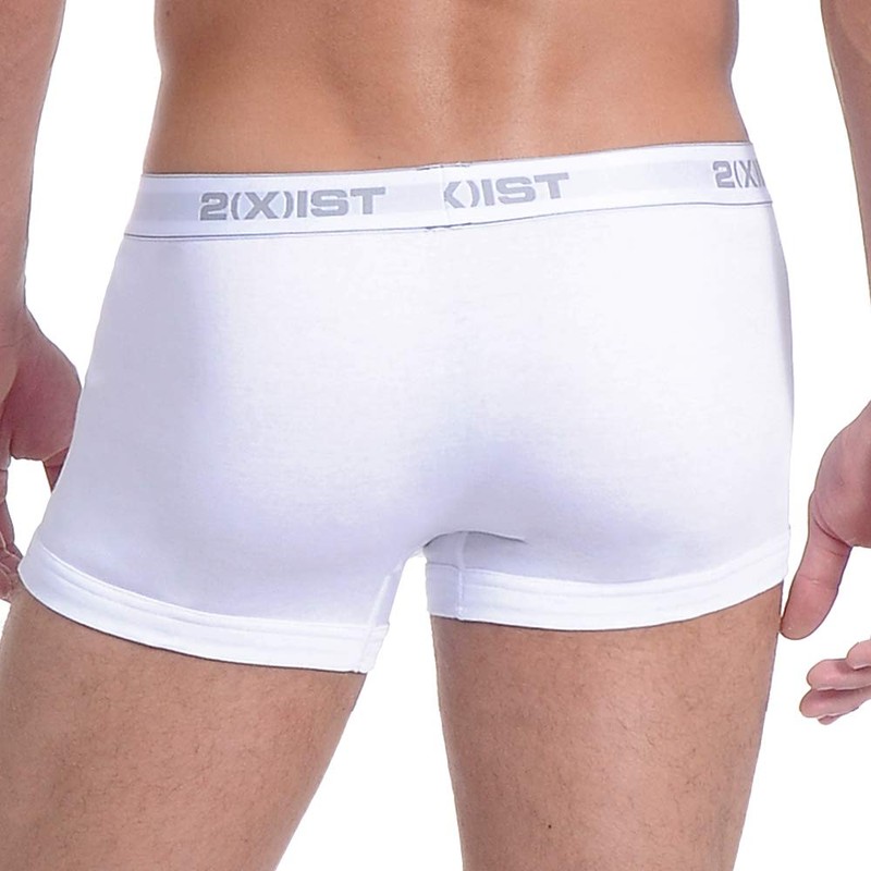 2(x)ist Men's 3-Pack Essential No-Show Trunk, White, Small