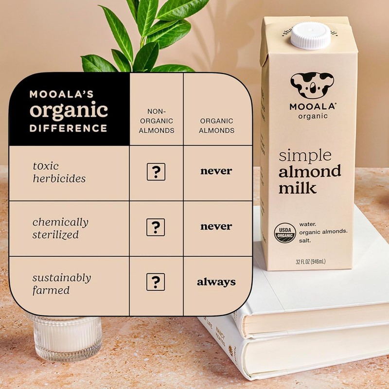 Mooala Organic Simple Almond Milk, 32oz - 3 Ingredient, Shelf