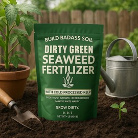 Dirty Green Seaweed Fertilizer Powder – 4 oz Organic Kelp Blend (Ascophyllum, Laminaria, Sargassum) – 0-0-7 Super Concentrate Makes 100 Gallons – Plant Food for Indoor, Outdoor, Hydroponics, Gardens