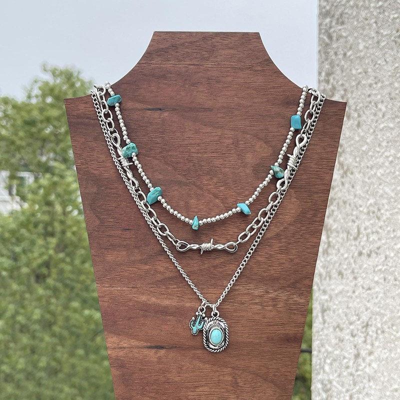 Your Always Charm Turquoise Pendant Necklace Western Style Jewelry for