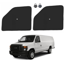ULROLIT Front Side Window Sun Shade with Suction Cups for 1992-2025 Fo-rd E-Series E-150 E-250 E-350 E-450 Van Motorhome, Foldable Window Sunshade Sun Visor, Side Window Shades Blocks UV Rays Heat