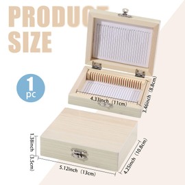 CHGCRAFT 25 Place Wooden Microscope Slides Holder Microscope Slide Storage Boxes Iron Clasps Hinged Storage Microscopes Slide Holder Case Beige 5.12x4.25x1.38 Inch