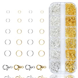 600 Pieces Jump Rings Stainless Steel Jewellery Repair Kit, Jewellery Accessories, Jewellery Making Accessories, 4-8 mm Silver Split Rings Jewellery Making, Key Ring Making (Gold + Silver)