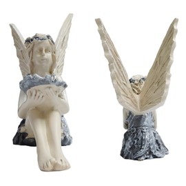 Molyorch Fairy Statues Bird Feeder, Outdoor Statues Bowl, Resin Bird Bath, Art Statue Lawn Decor Ornaments, for Garden Decoration, Bird Feeding, Table Decorations