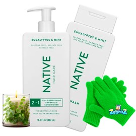 ZebraZ Shower Kit – Eucalyptus Mint 2-in-1 Shampoo & Conditioner + Body Wash + Exfoliating Glove – 1 Kit