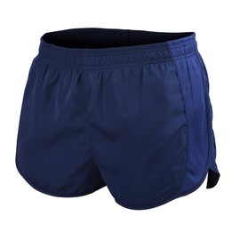 Men's Sports 1" Elite Split Running Shorts with Side Mesh Panel Quick Dry Lightweight Polyester Dark Blue L