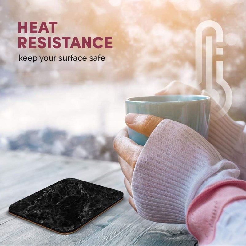 Great Single Coaster Square - Black Marble Effect Art Rock