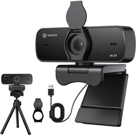 N newline PC Webcam 4k/30fps mit 2 Mikrofonen mit Rauschunterdrückung, Autofokus, Lichtkorrektur, mit Privacy Shutter und Stativ, USB 2.0 UHD Webcam für PC Mac Desktop Skype Streaming