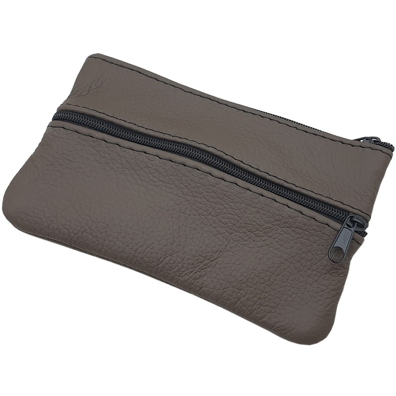 myledershop Large Cowhide Leather Key Case with 3 Zip Compartments