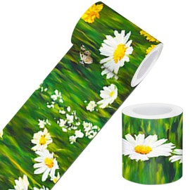 IVN Wallpaper Border Peel and Stick Decorative Wall Trim Self Adhesive Daisy Butterfly Field Design Wallpaper for Bathroom Laundry Room Pool Area Mirror Frame Shelf Wall Edge 4x196 Inch