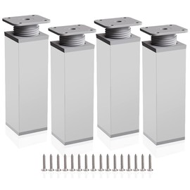 Rusoz Furniture Feet, Adjustable, Pack of 4, Table Legs, 150 mm, Aluminium, Height-Adjustable Feet, 0-20 mm, Furniture Feet, Metal for Cabinets, Chest of Drawers,