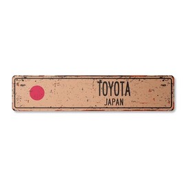 Toyota Japan Vintage Plastic Street Sign Japanese Flag City Country Road Wall Gift | Indoor/Outdoor | 18" Wide