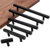 CONPHERON 2 Pcs Black Kitchen Cupboard Handles Stainless Steel T