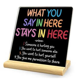 Mental Health Acrylic Desk Decorative Sign, What You Say In Here Stays In Here Acrylic Desk Decor Gift for Women Men