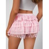 Cinvik Pink Ruffle Shorts Bloomers Lace Shorts Bloomer Light Pink