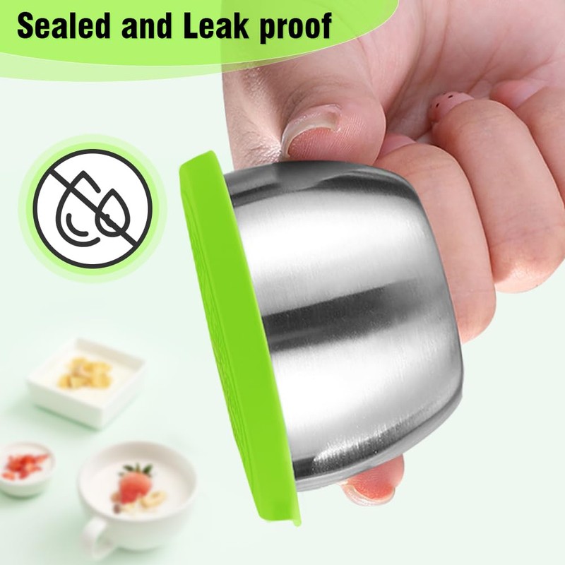Showvigor 6-Pack 1.6oz Leakproof Salad Cups & 300ml Open-Top Stainless