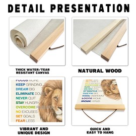 Inspirational Canvas Poster, Motivational Home Office Decorate, Classroom Decor, Lion Wall Painting Posterl, Positive Mindset Canvas Banner, Farmhouse Hanging Decor, Positive Mindset Canvass Banner