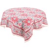 GURU SHOP Square Tablecloth, Handmade, Block Print Tablecloth - Red/Aqua,
