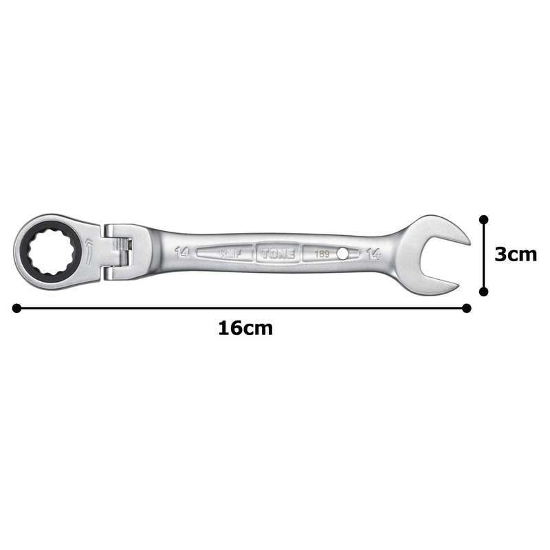 TONE Oscillating Ratchet Glasses Wrench HPRMF-14 Double Side Width 0.6