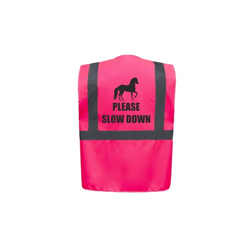 Please Slow Down Horse Equestrian Zipped Pink Hi Vis Safety