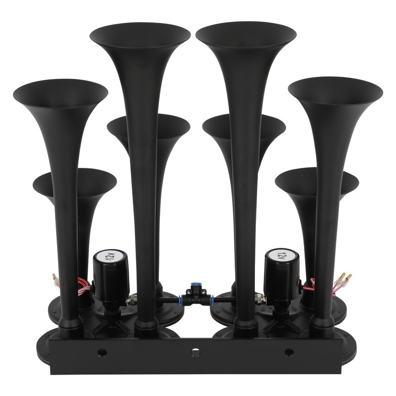 cciyu Train Air Horn 135dB Train Horn Black 8 Trumpets
