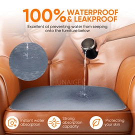 HUNAIGEE Waterproof Chair Pads for Incontinence - Absorbent Seat Protector Pads - Washable Reusable - 21x22 inch (Pack of 1)