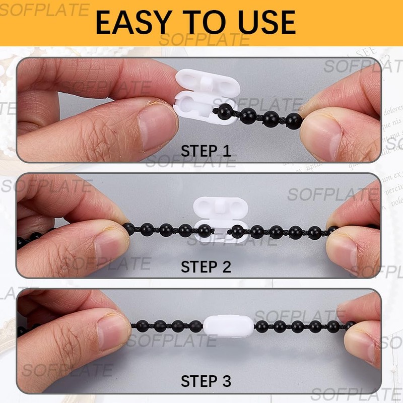 SOFPLATE 10M/10.94 Yards 4.5mm Curtain Chain Beads Blind Bead Connector