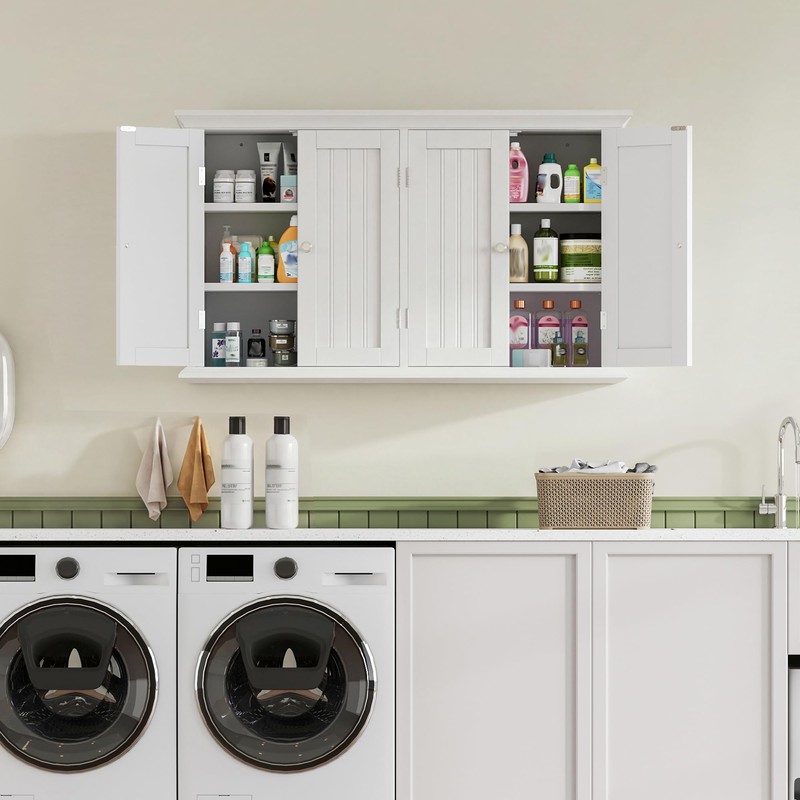 Laundry Cabinet with 4 Doors and Adjustable Shelves
