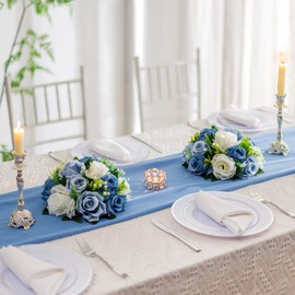 Flower Balls for Centerpieces - 2 Pcs Rose Balls Artificial Flowers, Dusty Blue Fake Flower Ball Kissing Ball, Silk Roses, Wedding Flowers Bouquets Arrangement for Party, Valentine's Day, Home Decor