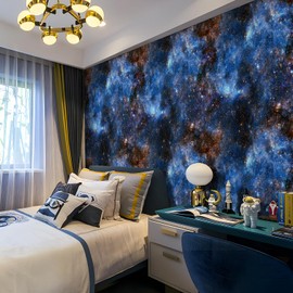 ReWallpaper Deep Space Wallpaper Stick and Peel Dark Blue Galaxy Wallpaper for Bedroom Removable Mystical Cosmic Starry Sky Ceiling Wall Paper Adhesive Contact Paper for Cabinet Shelf Wall 17.5in×10ft